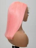 Keswigs Pink color 4x4 transparent lace closure wig 180% density human hair wigs