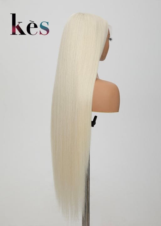 Keswigs White Color #60 200 density straight virgin human hair 13x6 HD Lace front wigs