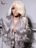 Keswigs 6x6 HD Lace front wigs virgin human hair 200 density lace frontal body wave wigs grey color