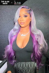 Kes X glammedbytracey 26 inch 13x6 HD Lace front wigs virgin human hair 200 density lace frontal body wave wigs sugar purple color