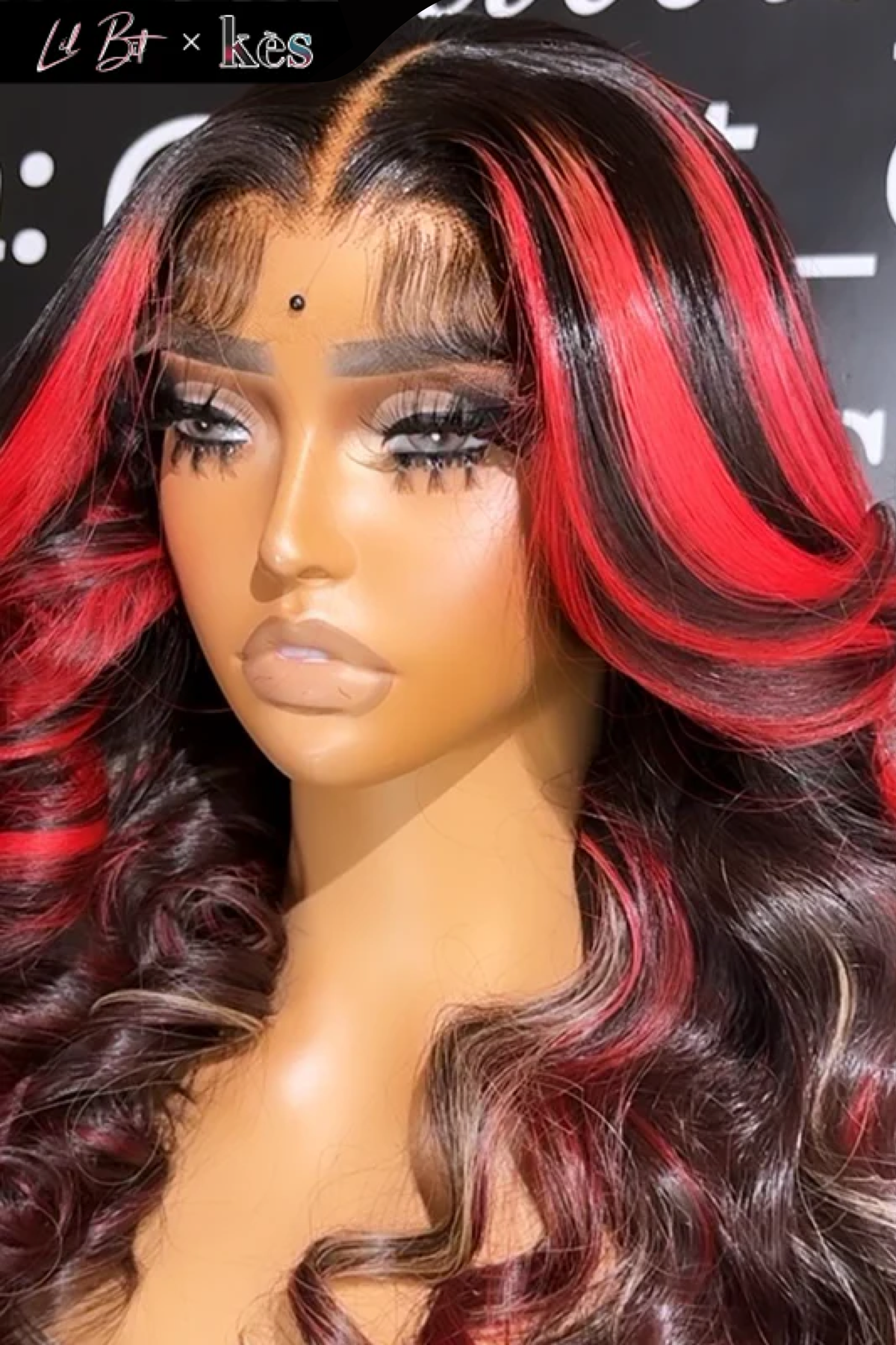 Kes x lilbit_collections 20 inch 5x5  Glueless human hair HD lace closure wigs 200% density body wave wigs red highlight color