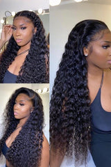 Keswigs 13x4 human hair HD Lace front wigs 180 density deep wave lace frontal wigs