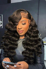 Keswigs 13x6 human hair HD Lace front wigs 180 density loose wave lace frontal wigs