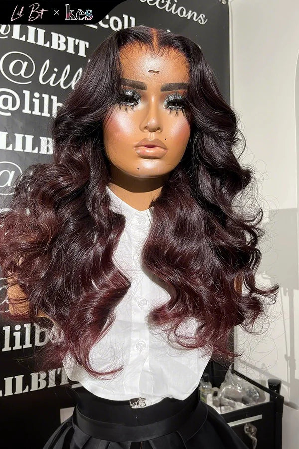 Kes x lilbit_collections 22 inch 5x5  Glueless human hair HD lace closure wigs 200% density body wave wigs black and 99j color