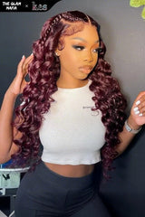 KES X glammedbytracey 26 inch 13x6 HD Lace front wigs virgin human hair 200 density lace frontal loose wave wigs 99j color