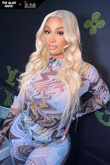 KES X glammedbytracey 24 inch 13x6 HD Lace front wigs virgin human hair 200 density lace frontal body wave wigs blonde color