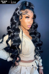 KES X glammedbytracey 24 inch 5x5 Glueless human hair HD lace closure wigs 200% density loose wave wigs natural color