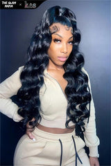 KES X glammedbytracey 24 inch 5x5 Glueless human hair HD lace closure wigs 200% density loose wave wigs natural color