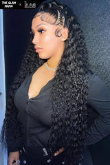 KES X glammedbytracey 28 inch 5x5 Glueless human hair HD lace closure wigs 200% density curly wave wigs natural color