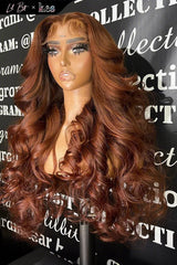 Kes x lilbit_collections 24 inch 5x5  Glueless human hair HD lace closure wigs 200% density body wave wigs brown color