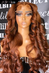 Kes x lilbit_collections 24 inch 5x5  Glueless human hair HD lace closure wigs 200% density body wave wigs brown color