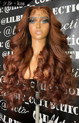 Kes x lilbit_collections 24 inch 5x5  Glueless human hair HD lace closure wigs 200% density body wave wigs brown color