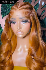 Kes x lilbit_collections 26 inch 5x5  Glueless human hair HD lace closure wigs 200% density body wave wigs orange color