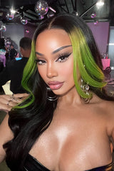 Keswigs 28 inch 13x6 human hair HD Lace front wigs 180 density body wave lace frontal wigs green highlight color