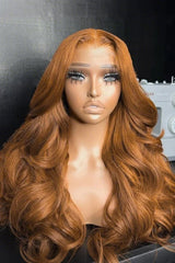 Keswigs Ginger Color 200 density body wave virgin human hair 13x4 HD Lace front wigs