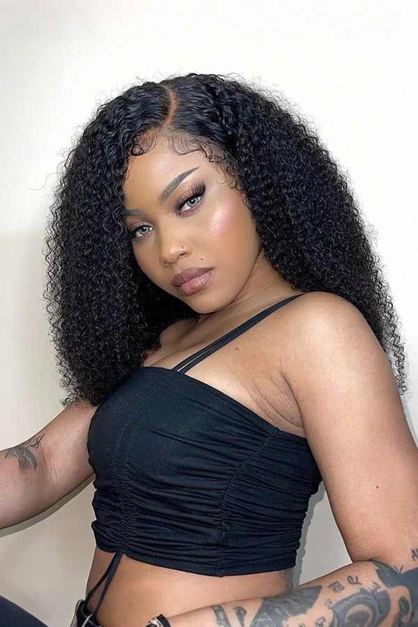 Keswigs 20 inch 13x4 human hair HD Lace front wigs 180 density curly wave lace frontal wigs