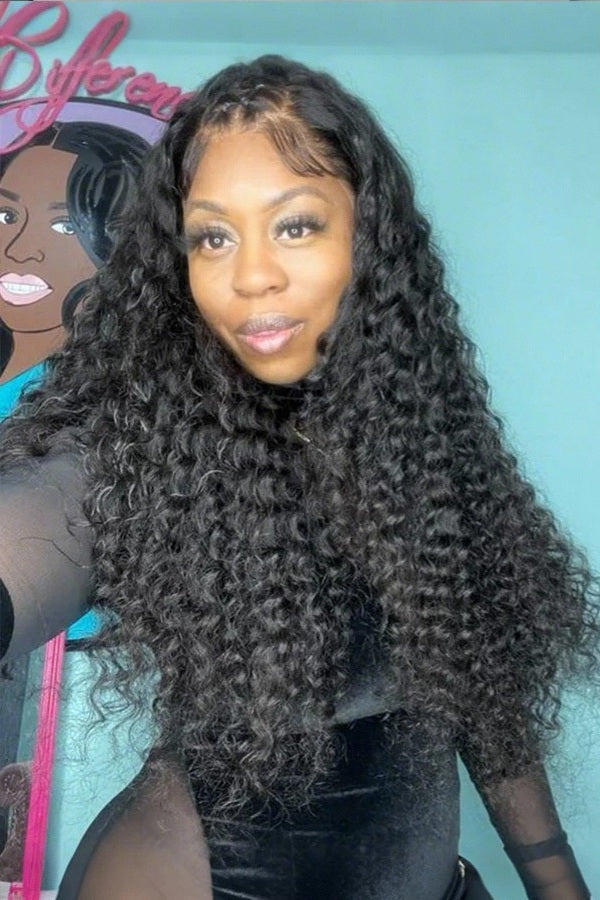 Keswigs 30 inch 13x4 human hair HD Lace front wigs 180 density deep wave lace frontal wigs