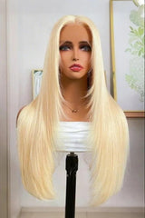 Keswigs Blonde 200 density straight virgin human hair 13x4 HD Lace front wigs