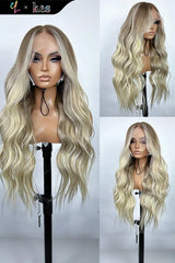 Kes x cynthialumzy 28 inch 13x6 HD Lace front wigs virgin human hair 200 density lace frontal body wave wigs blonde ombre color