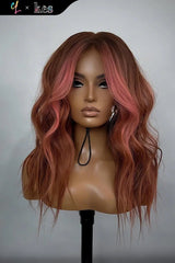 Kes x cynthialumzy 22 inch 5x5  Glueless human hair HD lace closure wigs 200% density body wave wigs pink highlight color