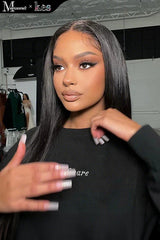 Kes x mauricecornell 30 inch 13x6 HD Lace front wigs virgin human hair 200 density lace frontal straight wigs natural color