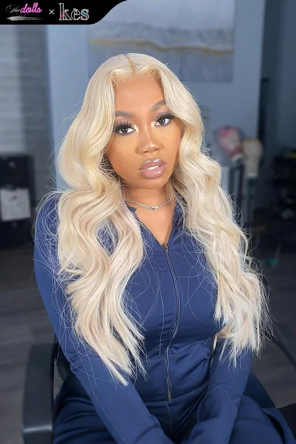 Kes x thedollsproject 24 inch 13x6 HD Lace front wigs virgin human hair 200 density lace frontal body wave wigs blonde color