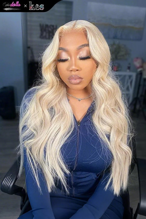 Kes x thedollsproject 24 inch 13x6 HD Lace front wigs virgin human hair 200 density lace frontal body wave wigs blonde color