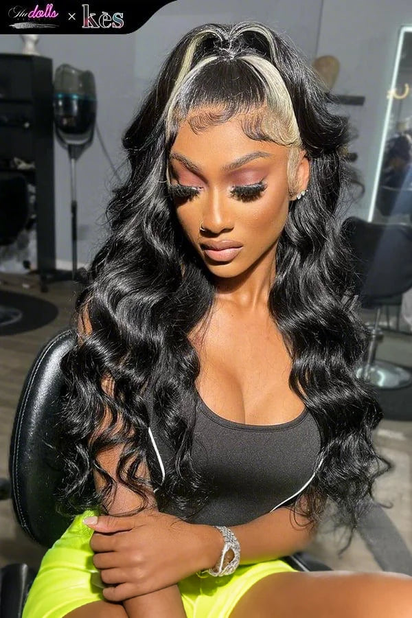 Kes x thedollsproject 26 inch 13x6 HD Lace front wigs virgin human hair 200 density lace frontal loose wave wigs blonde highlight color