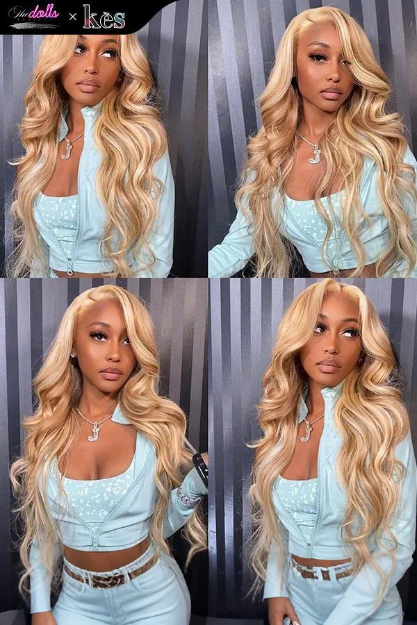 Kes x thedollsproject 26 inch 13x6 HD Lace front wigs virgin human hair 200 density lace frontal body wave wigs blonde color