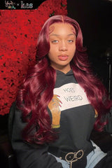 Kes x yanithelacewiz 26 inch 13x6 HD Lace front wigs virgin human hair 200 density lace frontal body wave wigs 99j color