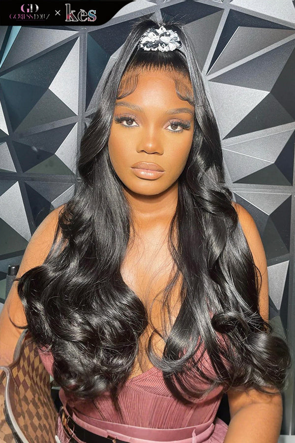 Kes x gorjessdollz 24 inch 13x6 HD Lace front wigs virgin human hair 200 density lace frontal body wave wigs natural color