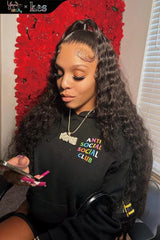 Kes x yanithelacewiz 28 inch 13x6 HD Lace front wigs virgin human hair 200 density lace frontal deep wave wigs natural color