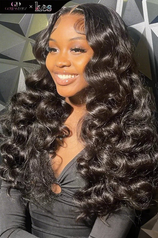 Kes x gorjessdollz 24 inch 13x6 HD Lace front wigs virgin human hair 200 density lace frontal loose wave wigs natural color