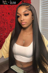 Kes x yanithelacewiz 28 inch 5x5 Glueless human hair HD lace closure wigs 200% density straight wigs natural color