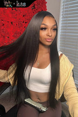 Kes x yanithelacewiz 28 inch 5x5 Glueless human hair HD lace closure wigs 200% density straight wigs natural color