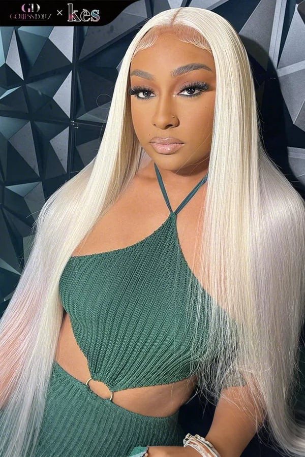 Kes x gorjessdollz 26 inch 13x6 HD Lace front wigs virgin human hair 200 density lace frontal straight wigs blonde color