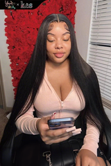 Kes x yanithelacewiz 30 inch 13x6 HD Lace front wigs virgin human hair 200 density lace frontal straight wigs natural color