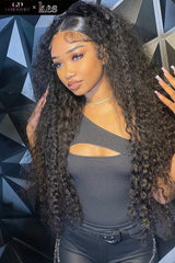 Kes x gorjessdollz 28 inch 13x6 HD Lace front wigs virgin human hair 200 density lace frontal curly wave wigs natural color