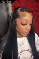 Kes x yanithelacewiz 28 inch 13x6 HD Lace front wigs virgin human hair 200 density lace frontal straight wigs natural color