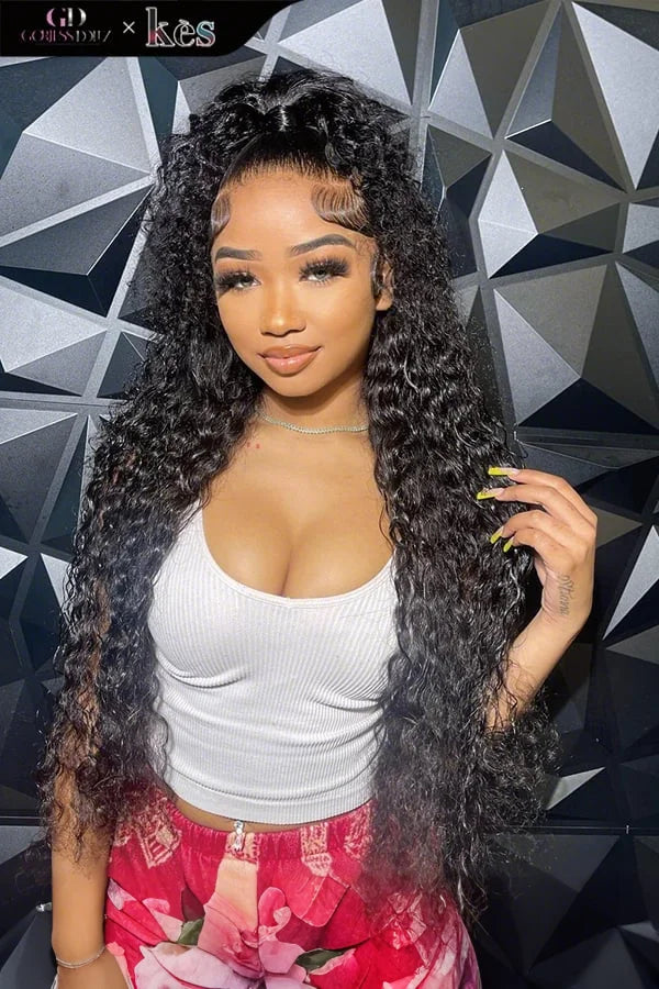 Kes x gorjessdollz 30 inch 13x6 HD Lace front wigs virgin human hair 200 density lace frontal deep wave wigs natural color