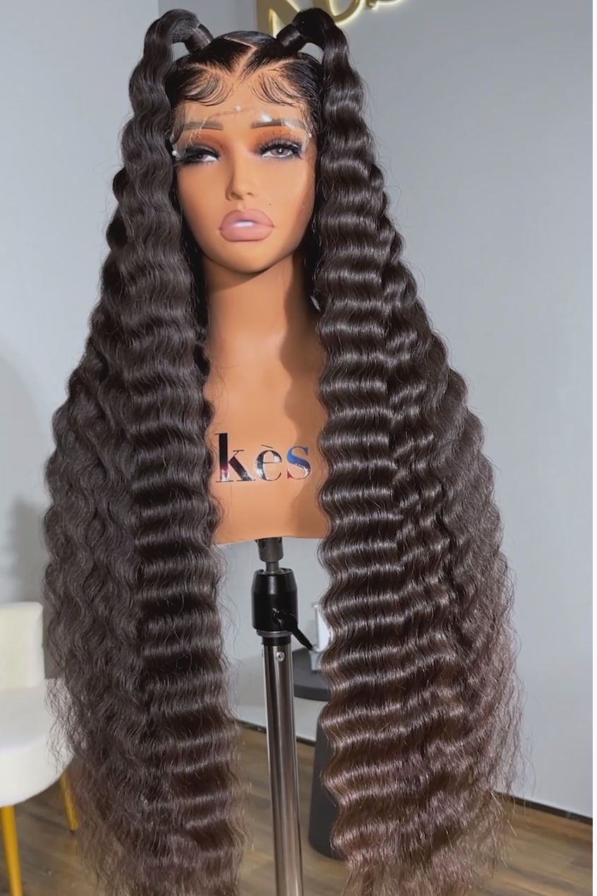 Keswigs 30 inch 6x6 HD Lace closure wigs virgin human hair 200 density lace closure crimped wigs