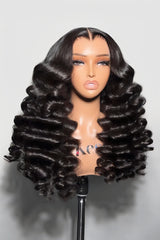 Keswigs 200Density 5x5 Glueless VirginHumanHair HDLace Closure WandCurls Wig Overall Look
