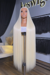 Keswigs 300 Density Platinum Blonde Virgin Human Hair HD Full Lace Straight Wig - Stunning Overall Appearance