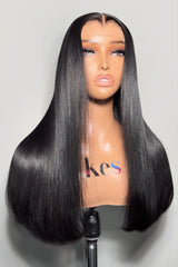 Keswigs 5x5 or 6x6 HD Lace Glueless 180 Density Virgin Human Hair Straight Wig with Natural Undetectable Lace Closure
