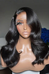 Keswigs body wave short Bob 4x4 transparent lace closure wig 180% density human hair wigs