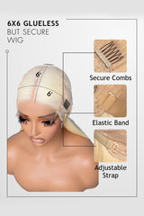 Keswigs 6x6 HD Lace Wigs Virgin Human Hair 200 Density Bouncy Curl Blonde Color