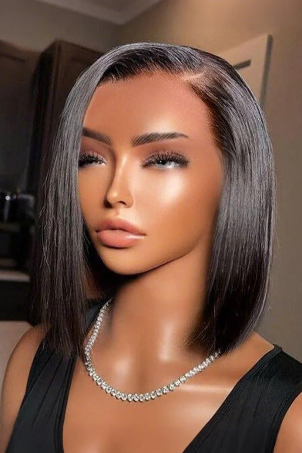 Super Natural Side Part Glueless Minimalist Lace Bob Wig