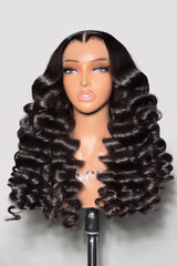 Keswigs 5x5 Glueless wig virgin human hair HD lace closure wigs 200 density wand curls wigs