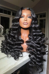 Keswigs 6x6 Glueless wig human hair HD lace closure wigs 200 density loose wave wigs