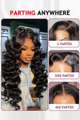 Keswigs 5x5 Glueless wig human hair HD lace closure wigs 180 density loose wave wigs